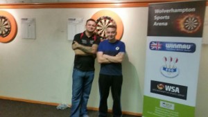 2015-06-11 - Winmau Darts Centre Knockout - Losing Semi Finalists Rob Thompson (left) and Kristian Wharton (right).