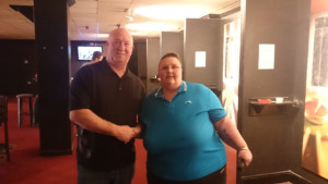 2015-05-31 - Kevin Harris Winner of the Forest of Arden & Riley's Knockout with Sue Kingdon (Organiser)