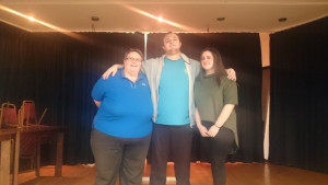 2015-12-19 - South Birmingham League Mixed Doubles Sue Kingdon (organiser), Neil Pasonage and Michaela Walker (winners)