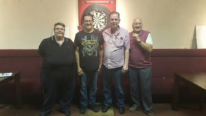 2016-06-20 - Forest of Arden League - Men's Doubles - Sue Kingdon (Organiser), Cliff Okey and Derek Duggan (Winners), Trevor Edwards (League Tresurer)